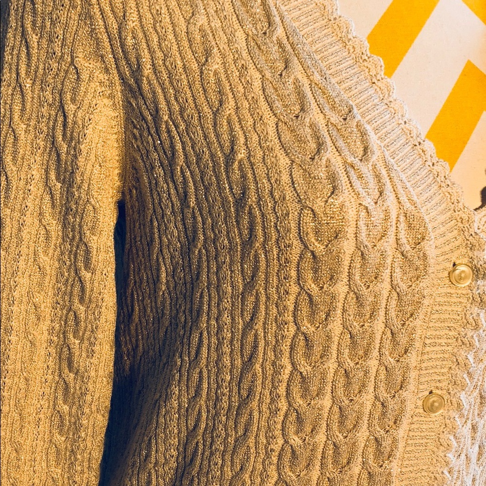 NWT Eddie Bauer sparkly gold cardigan - Picture 2 of 5